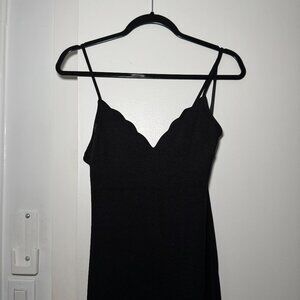 Urban Outfitters Black Midi Bodycon Dress Scalloped Neckline -- Silence + Noise